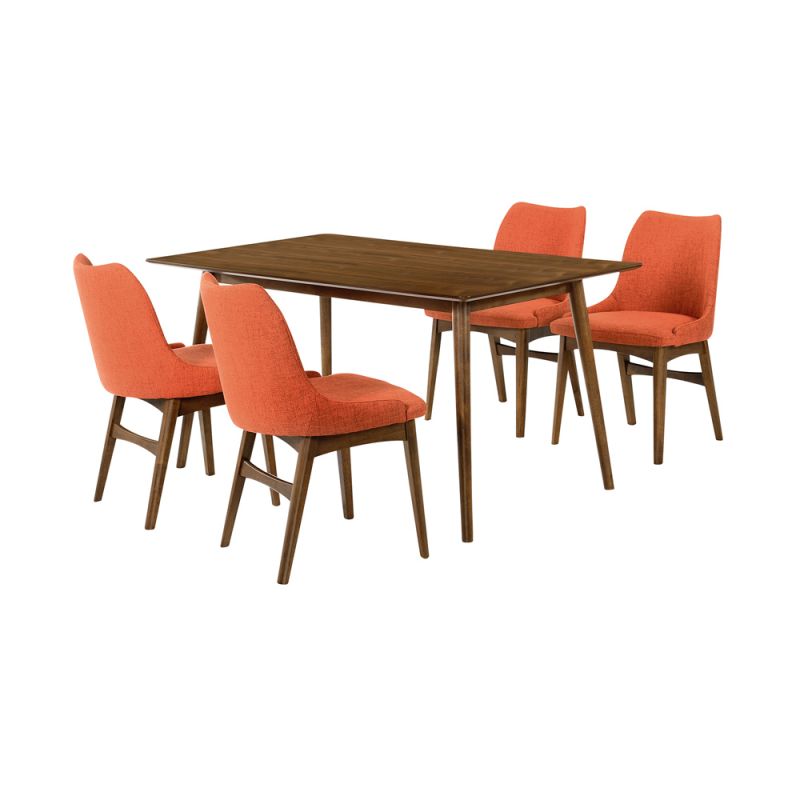 Armen Living - Westmont and Azalea Orange and Walnut 5 Piece Dining Set - SETWEDI5AZWAOR