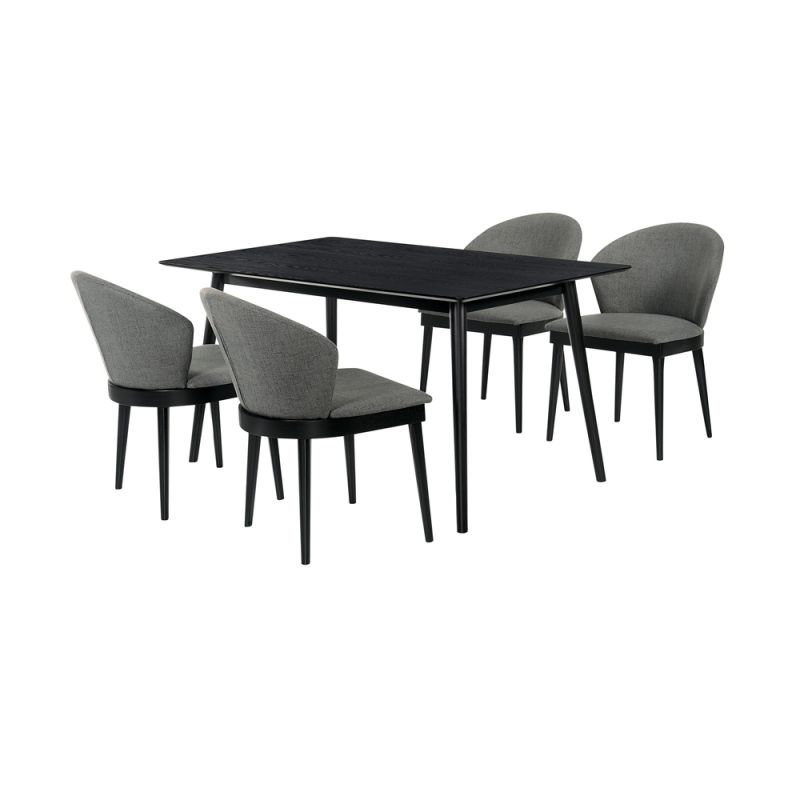 Armen Living - Westmont and Juno Charcoal and Black 5 Piece Dining Set - SETWEDI5JNBLCH