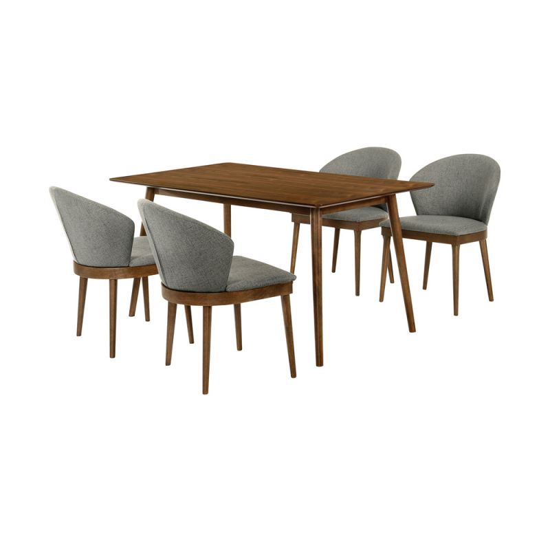 Armen Living - Westmont and Juno Charcoal and Walnut 5 Piece Dining Set - SETWEDI5JNWACH - CLOSEOUT