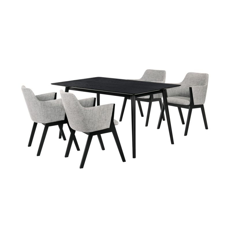 Armen Living - Westmont and Renzo Grey and Black 5 Piece Dining Set - SETWEDI5REBLGR