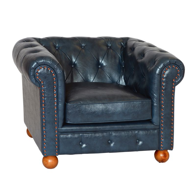 Armen Living - Winston Antique Blue Bonded Leather Sofa Chair - LC10601ATBL