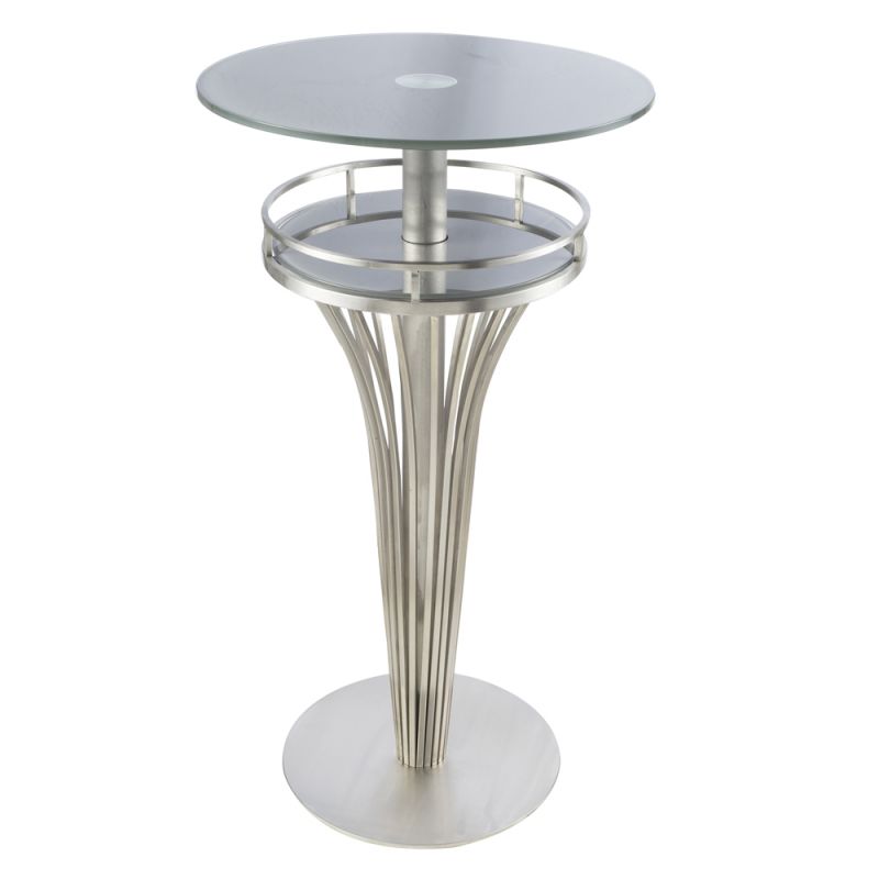 Armen Living - Yukon Contemporary Bar Table In Stainless Steel and Gray Frosted Glass - LCYUBTB201TO