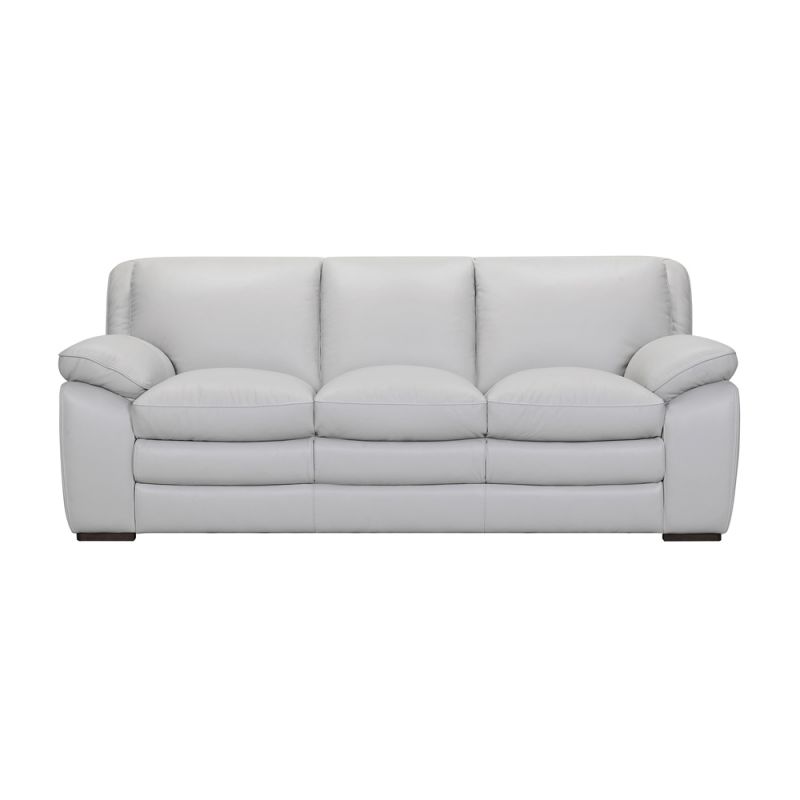 Armen Living - Zanna Contemporary Sofa in Genuine Dove Gray Leather with Brown Wood Legs - LCZA3DV