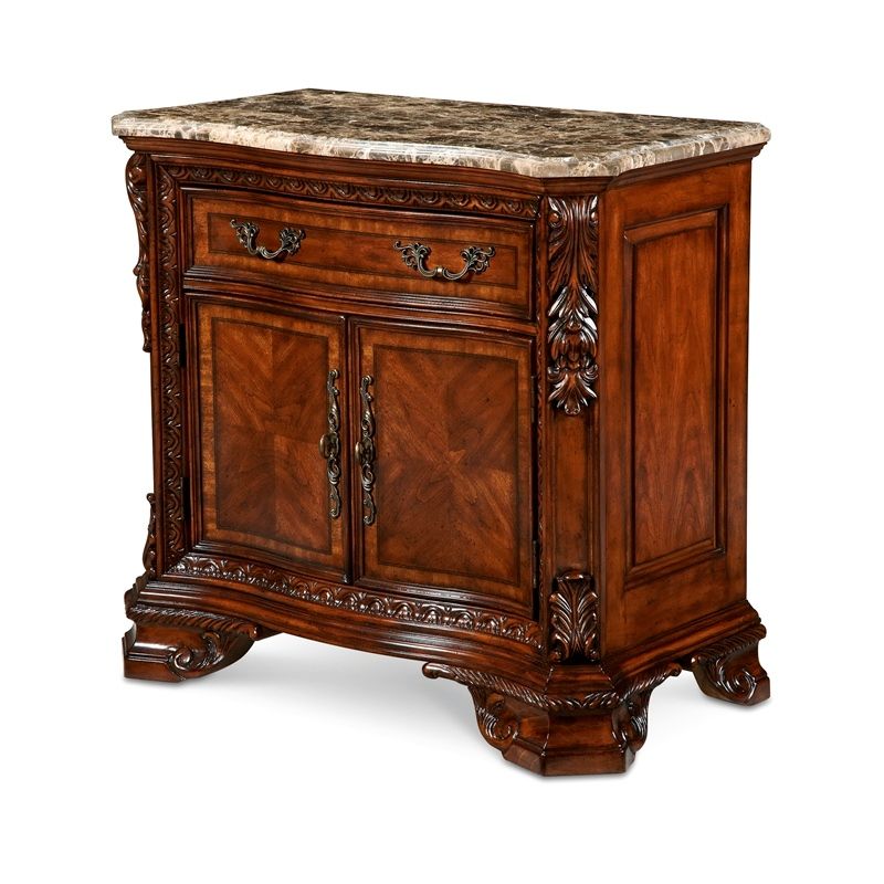 A.R.T. Furniture - Old World - Stone Top Door Nightstand In Pine Medium Cherry Finish - 143142-2606