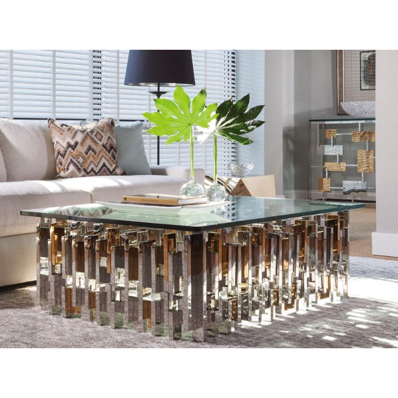 Artistica Home - Signature Designs Cityscape Rectangular Cocktail Table - Gold Leaf and Argento - 01-2041-945C