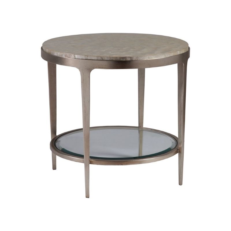 Artistica Home - Signature Designs Gravitas Round End Table - Champagne foil finish - 01-2050-953C