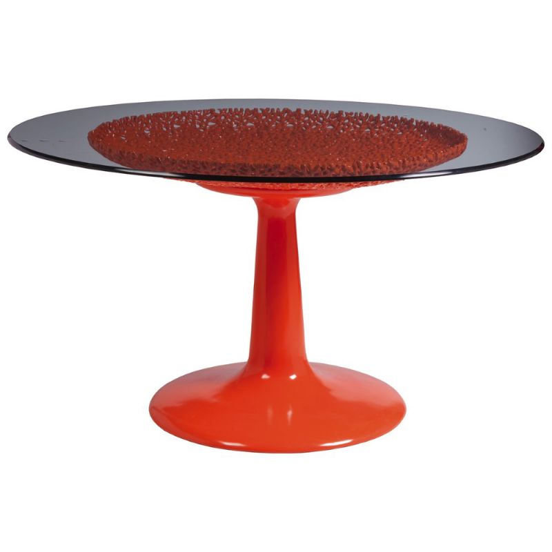 Artistica Home - Signature Designs Seascape Orange Dining Table With Glass Top - Orange lacquer finish - 01-2073-870-56C