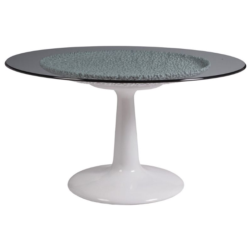 Artistica Home - Signature Designs Seascape White Dining Table With Glass Top - White lacquer finish - 01-2074-870-56C
