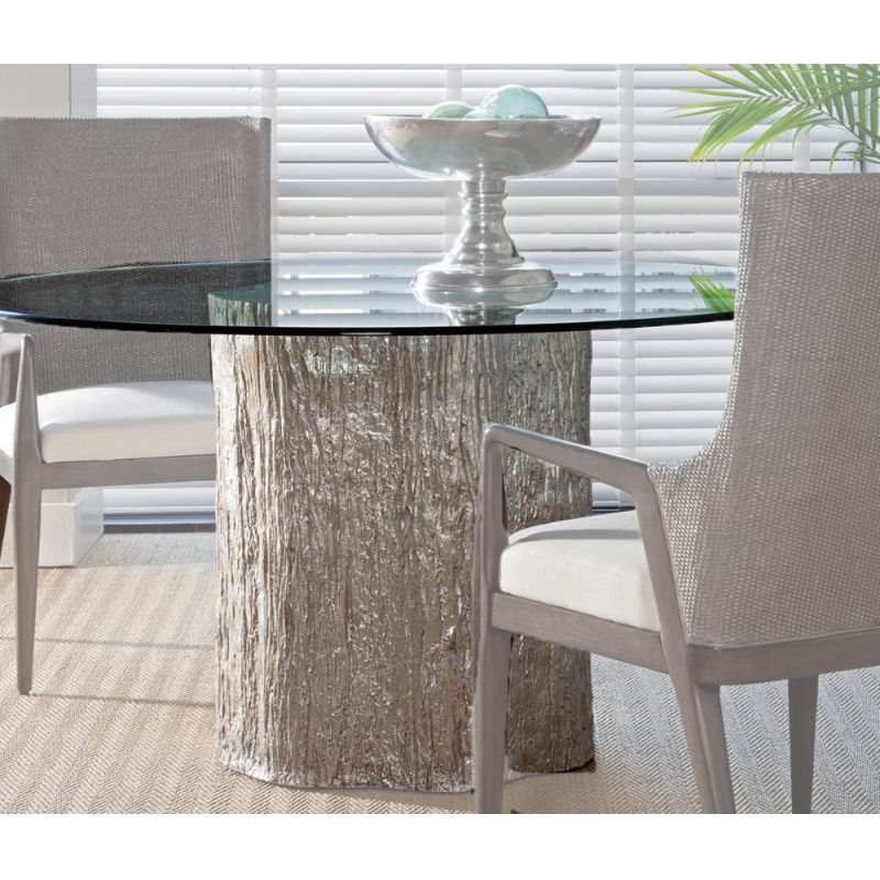 Artistica Home - Signature Designs Trunk Segment Round Dining Table With Glass Top - Silver Leaf - Silver Leaf Finish - 01-2037-870-56C