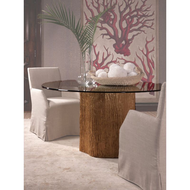 Artistica Home - Signature Designs Trunk Segment Round Dining Table With Glass Top-Gold Leaf - Gold leaf finish - 01-2036-870-56C
