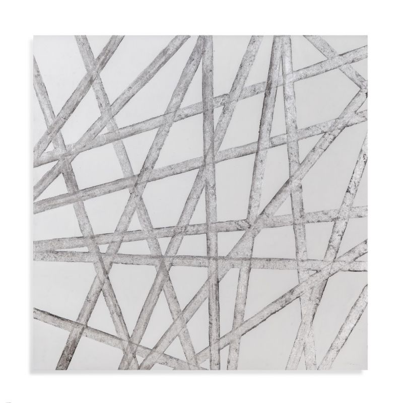 Bassett Mirror - Modern Metallic Silver Ribbons Wall Art - 7300-330EC