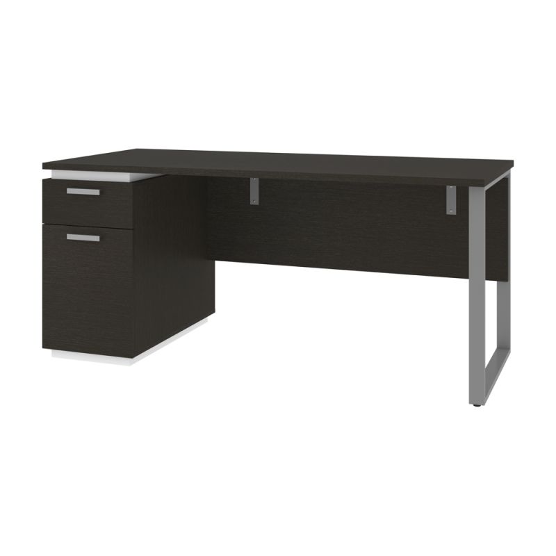 Bestar - Aquarius 66W Desk with Single Pedestal in Deep Grey & White - 114400-000032