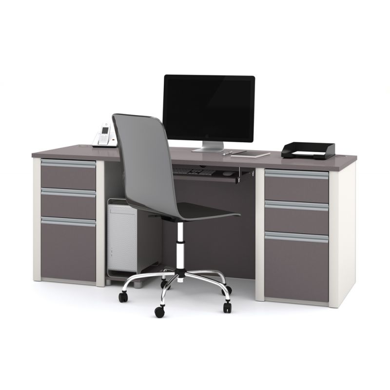 Bestar - Connexion 72W Executive Desk in Slate & Sandstone - 93850-59
