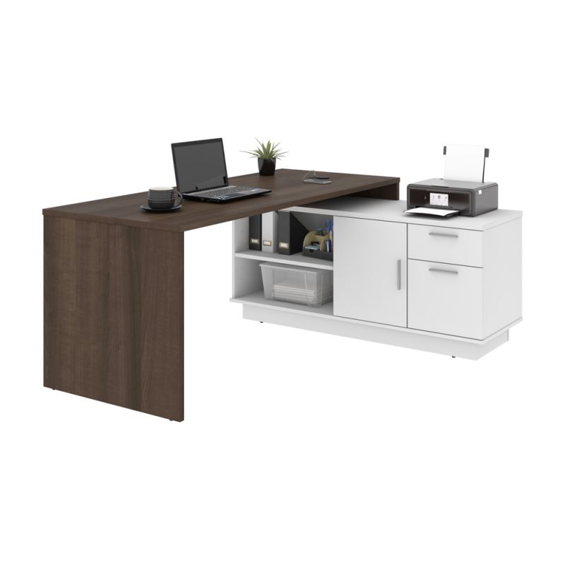 Bestar - Equinox 72W L-Shaped Desk in Antigua & White - 115420-000052