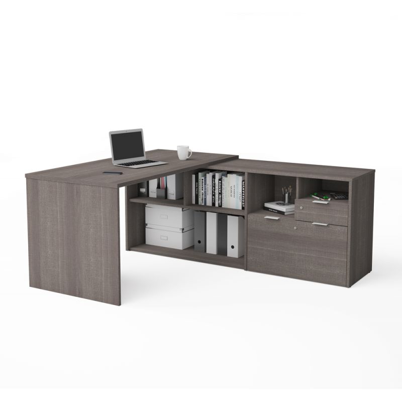 Bestar - I3 Plus 72W L-Shaped Desk in Bark Grey - 160850-47