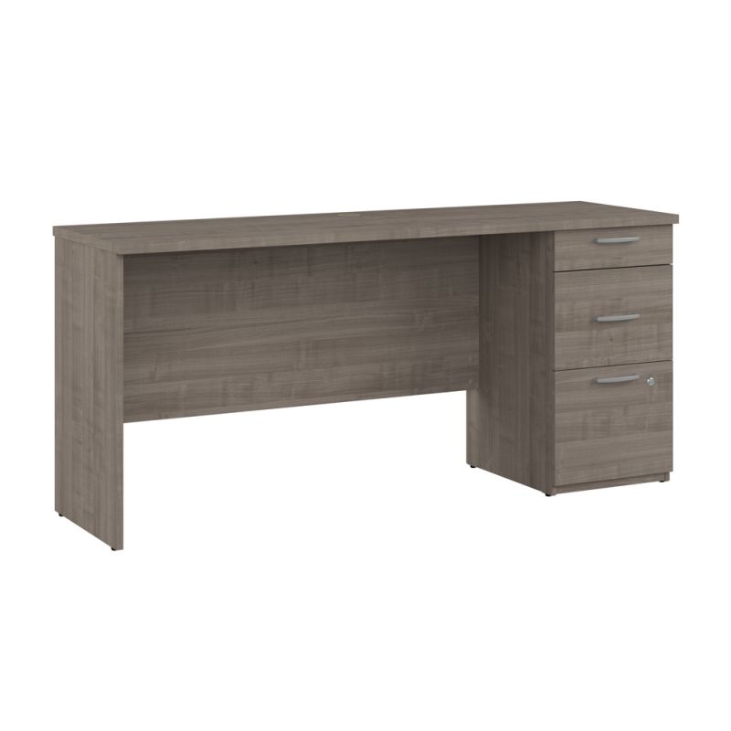Bestar - Logan 65W Computer Desk with Drawers in Silver Maple - 146612-000142