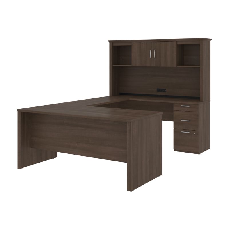Bestar - Logan 66W U Or L-Shaped Executive Office Desk with Pedestal and Hutch in Antigua - 46410-52
