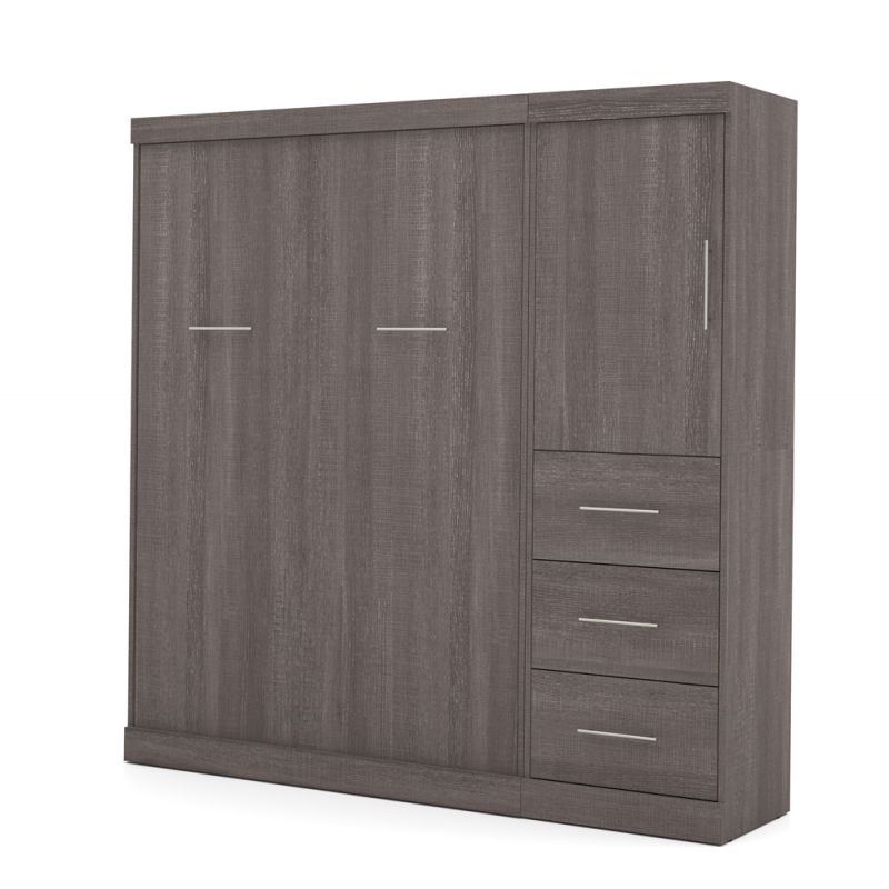 Bestar - Nebula Full Murphy Bed and Storage Unit with Drawers (84W) in Bark Grey - 25892-47