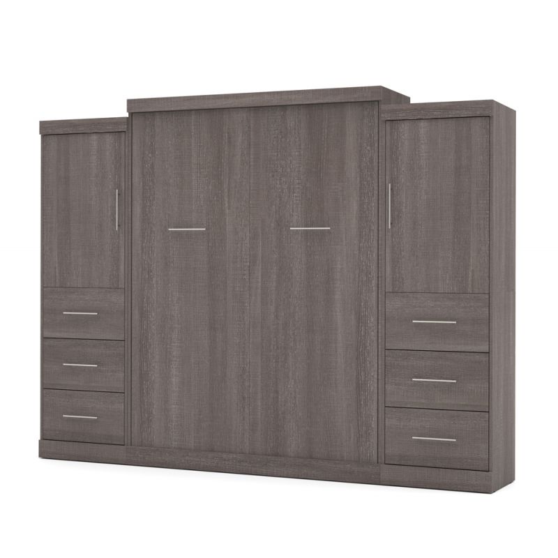 Bestar - Nebula Queen Murphy Bed and 2 Storage Units with Drawers (115W) in Bark Grey - 25884-47