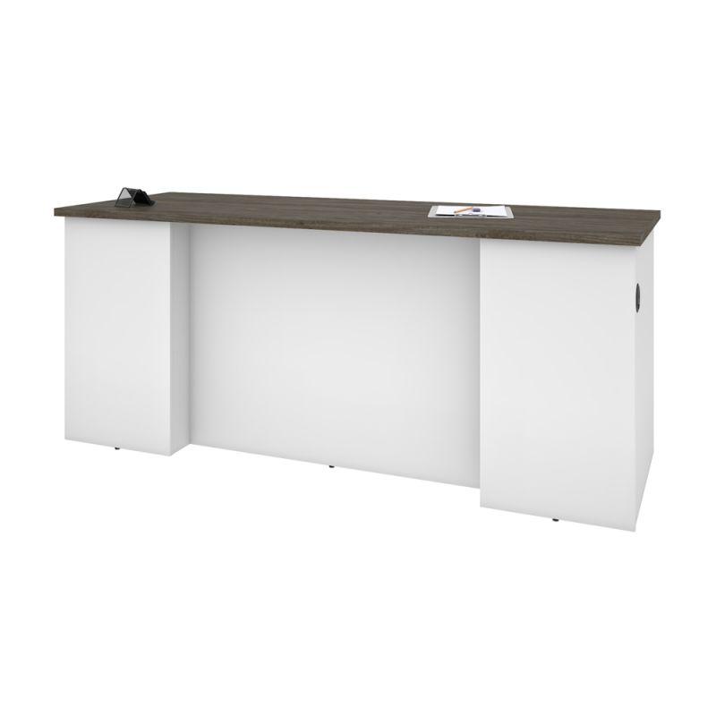 Bestar - Norma 71W Desk Shell in Walnut Grey & White - 181400-000035