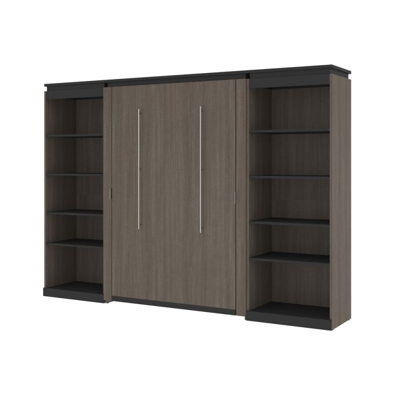 Bestar - Orion 118W Full Murphy Bed with 2 Shelving Units (119W) in Bark Gray & Graphite - 116896-000047