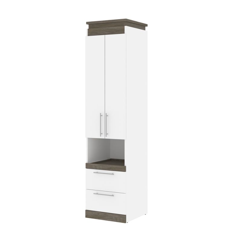 Bestar - Orion 20W Storage Cabinet with Pull-Out Shelf in White & Walnut Grey - 116165-000017