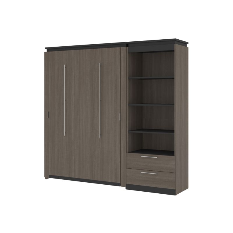 Bestar - Orion Full Murphy Bed and Shelving Unit with Drawers (89W) in Bark Gray & Graphite - 116893-000047
