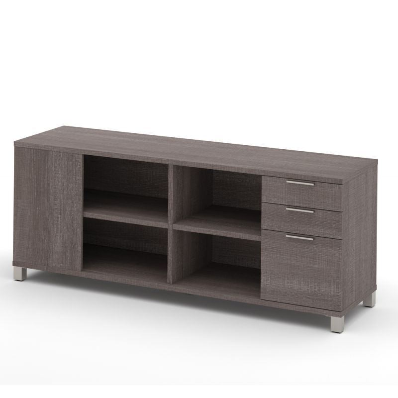 Bestar - Pro-Linea 72W Credenza with 3 Drawers in Bark Grey - 120611-1147
