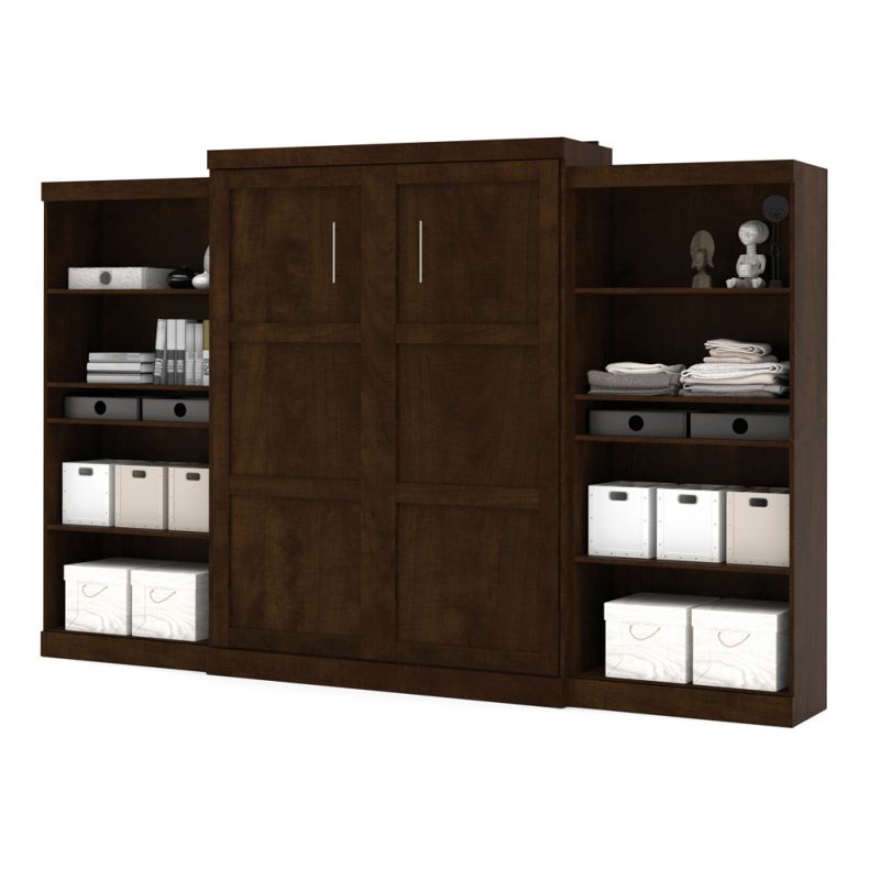 Bestar - Pur 136W Queen Murphy Bed with 2 Storage Units (137W) in Chocolate - 26885-69