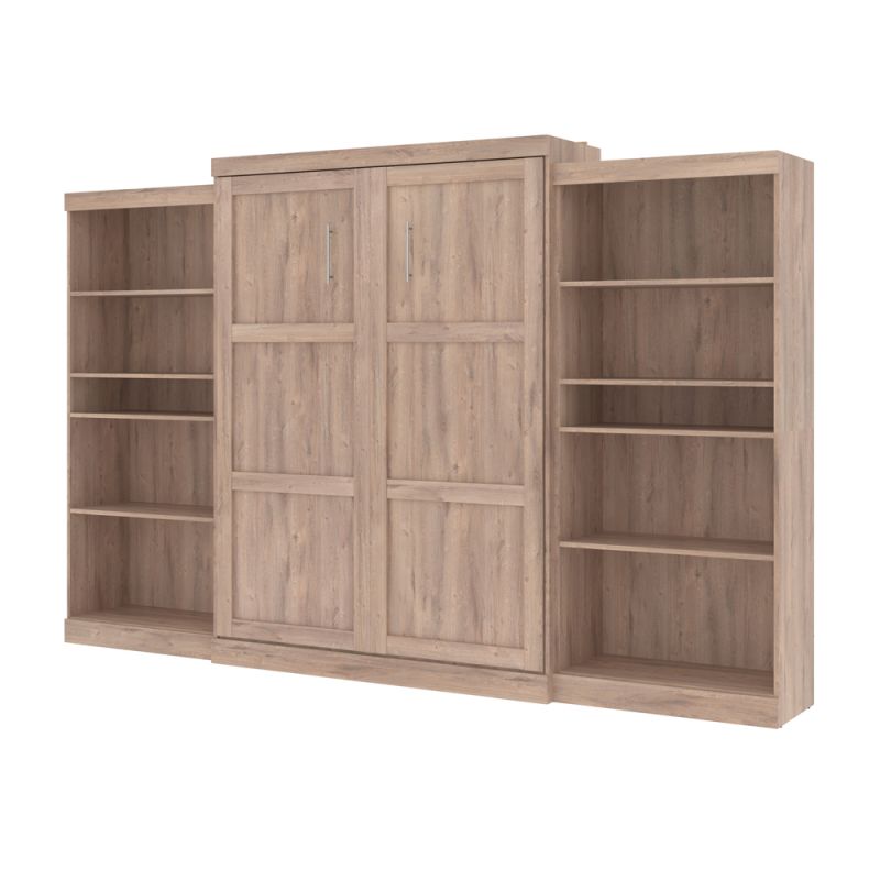 Bestar - Pur 136W Queen Murphy Bed with 2 Storage Units (137W) in Rustic Brown - 26885-000009
