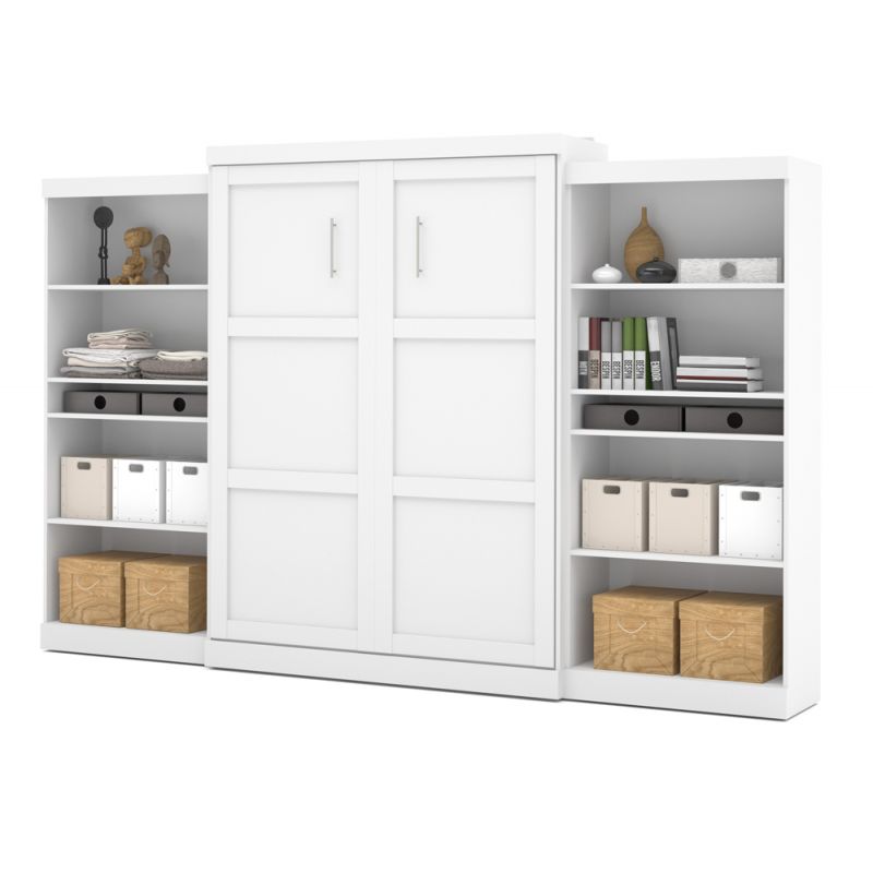 Bestar - Pur 136W Queen Murphy Bed with 2 Storage Units (137W) in White - 26885-17