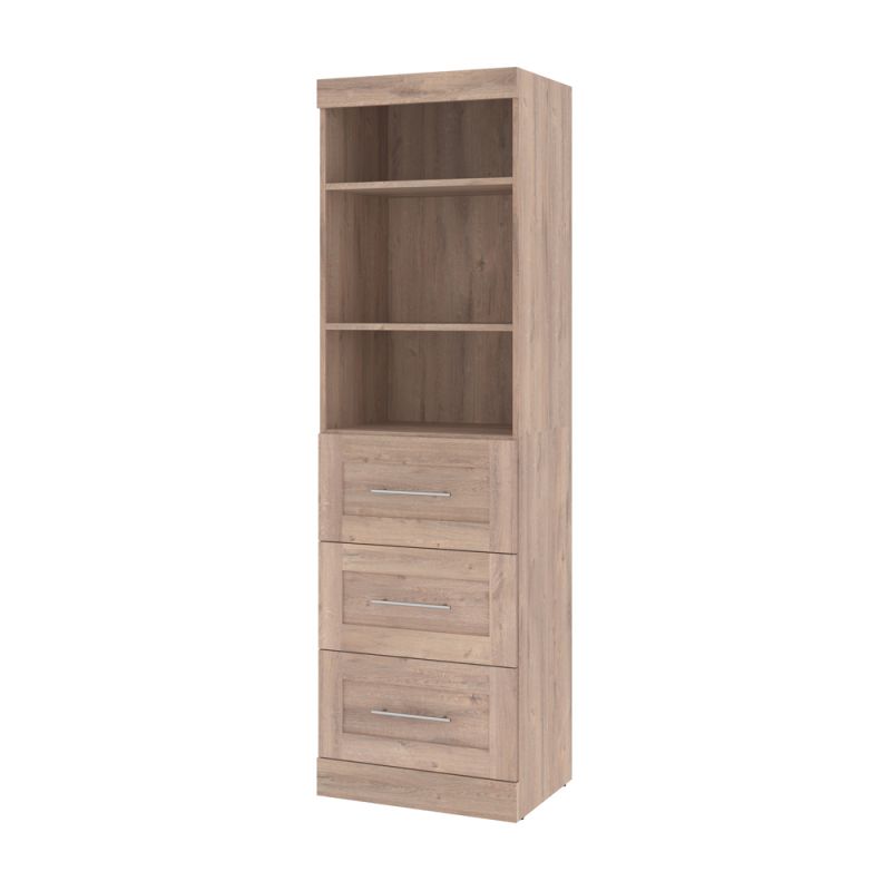 Bestar - Pur 25W Storage Unit with 3 Drawers in Rustic Brown - 26871-000009