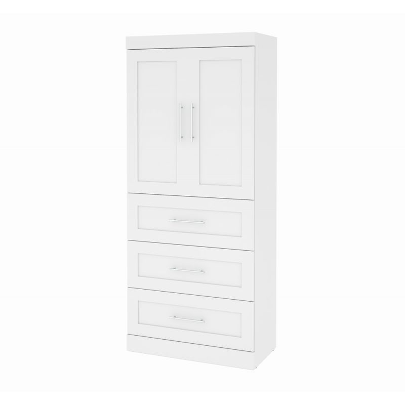 Bestar - Pur 36W Wardrobe with 3 Drawers in White - 26878-17