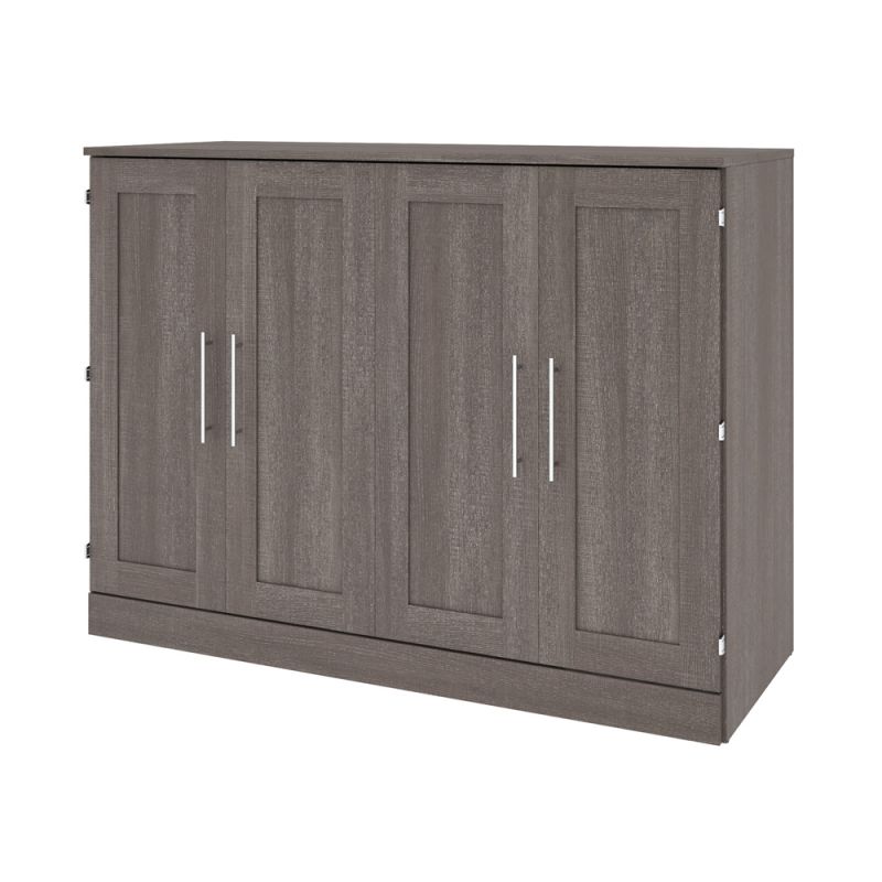 Bestar - Pur 61W Full Cabinet Bed with Mattress in Bark Grey - 126193-000047