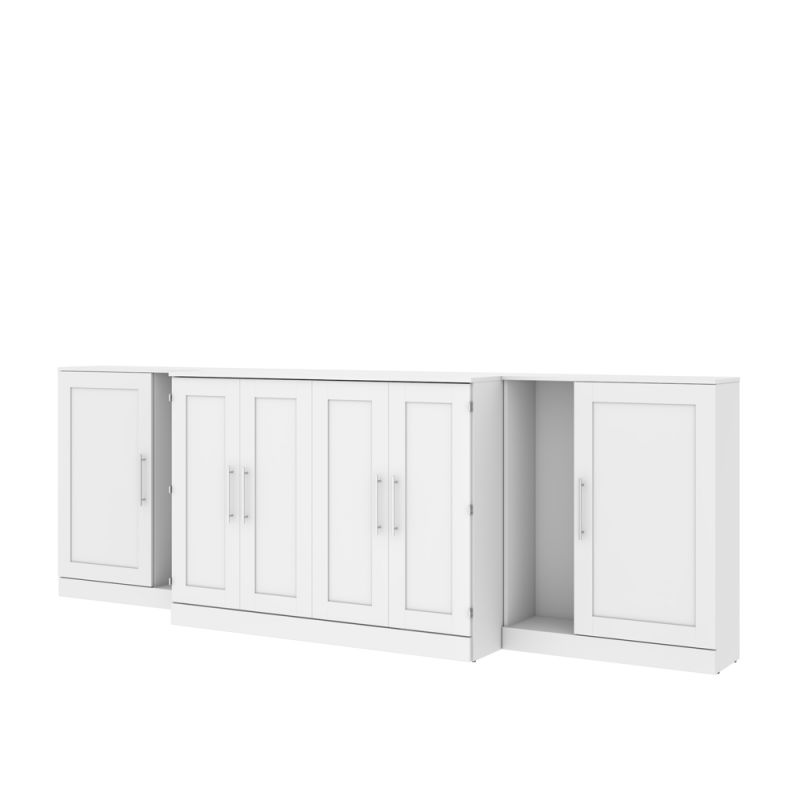 Bestar - Pur Full Cabinet Bed with Mattress and Storage Cabinets (133W) in White - 126690-000017