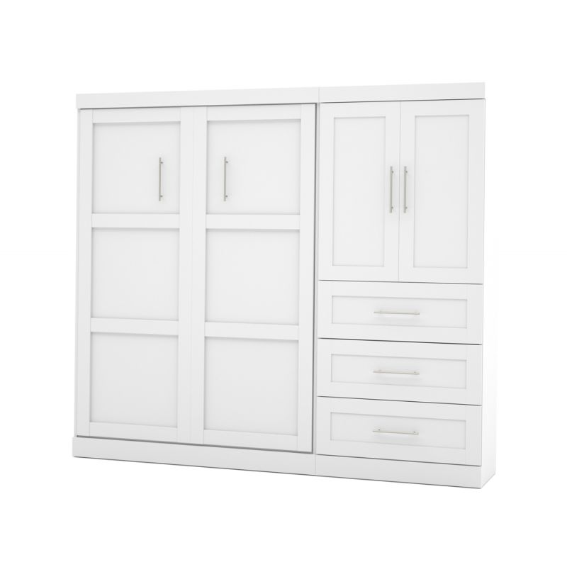 Bestar - Pur Full Murphy Bed and Storage Cabinet with Drawers (95W) in White - 26897-17