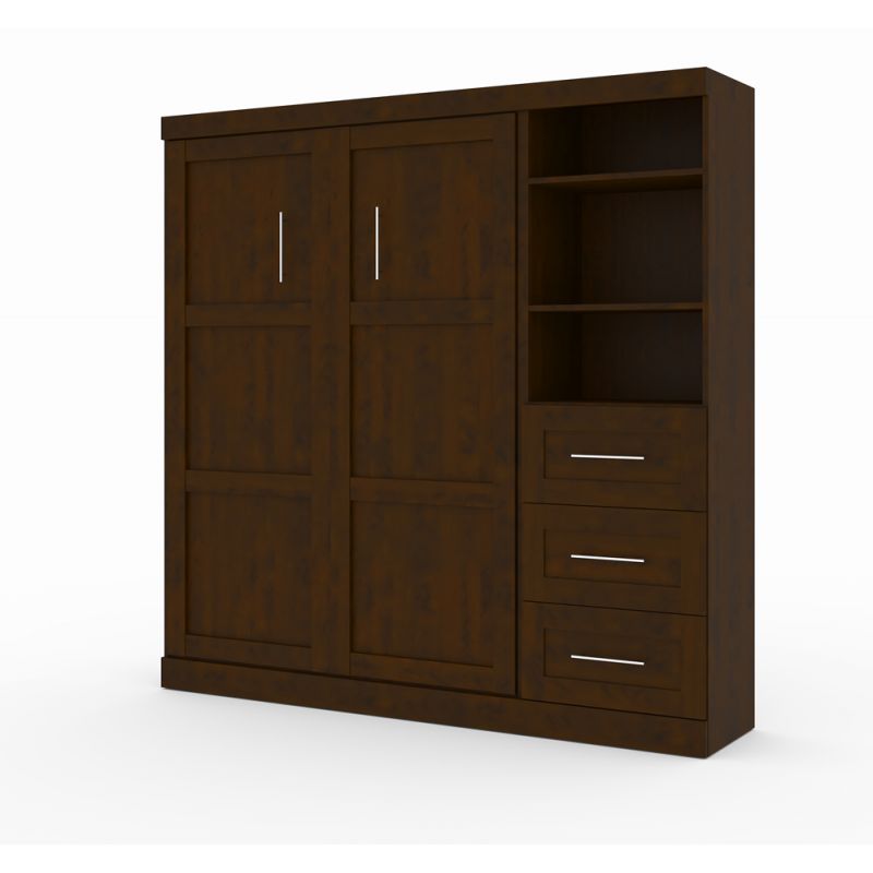 Bestar - Pur Full Murphy Bed and Storage Unit with Drawers (84W) in Chocolate - 26868-69