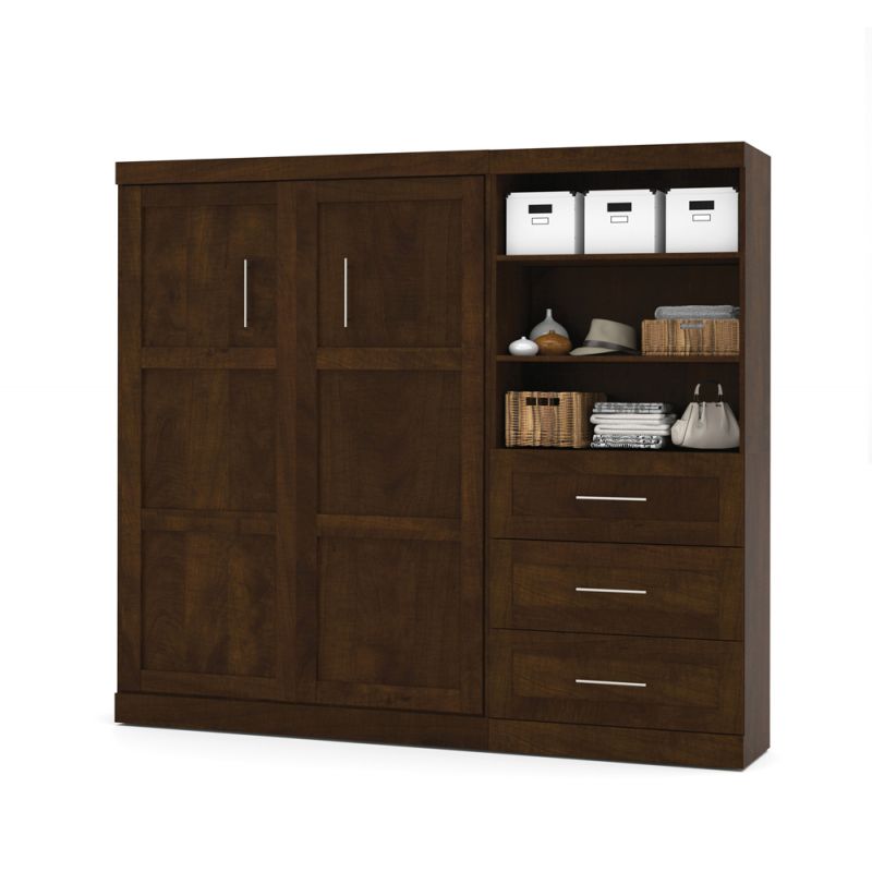 Bestar - Pur Full Murphy Bed and Storage Unit with Drawers (95W) in Chocolate - 26891-69