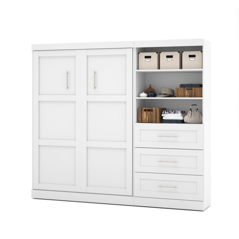 Bestar - Pur Full Murphy Bed and Storage Unit with Drawers (95W) in White - 26891-17