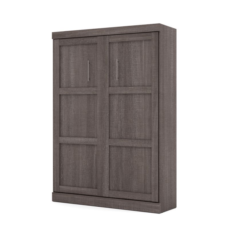 Bestar - Pur Full Murphy Bed with 2 Storage Units (109W) in Bark Grey - 26893-47