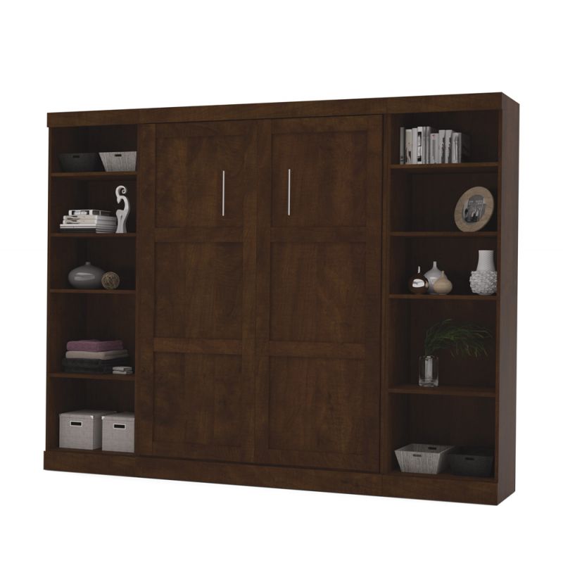 Bestar - Pur Full Murphy Bed with 2 Storage Units (109W) in Chocolate - 26893-69