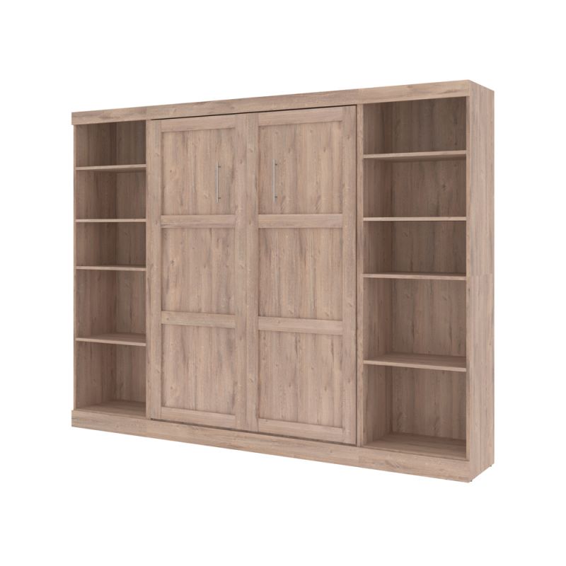 Bestar - Pur Full Murphy Bed with 2 Storage Units (109W) in Rustic Brown - 26893-000009