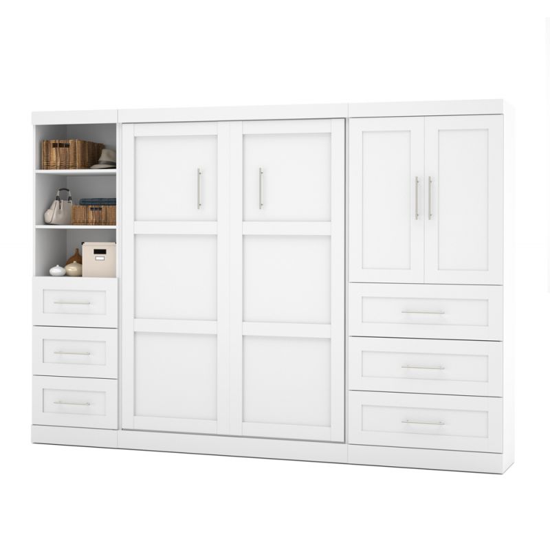 Bestar - Pur Full Murphy Bed with Open and Concealed Storage (120W) in White - 26899-17