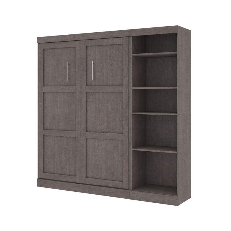 Bestar - Pur Full Murphy Bed with Storage Unit (84W) in Bark Grey - 26898-47