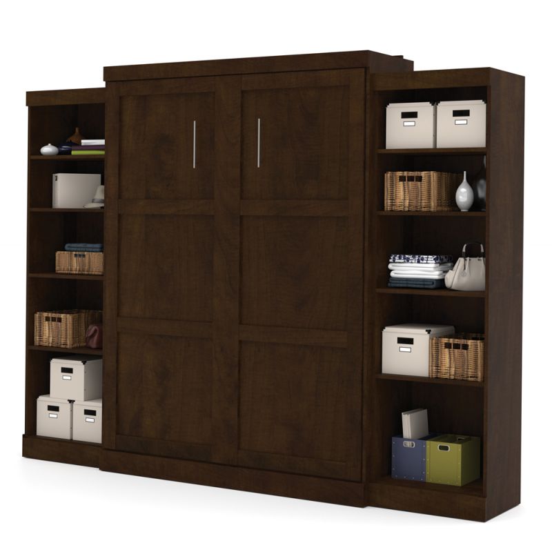 Bestar - Pur Queen Murphy Bed and 2 Storage Units (115W) in Chocolate - 26883-69