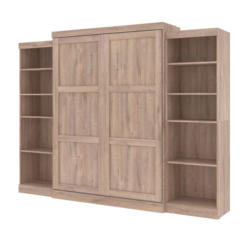 Bestar - Pur Queen Murphy Bed and 2 Storage Units (115W) in Rustic Brown - 26883-000009
