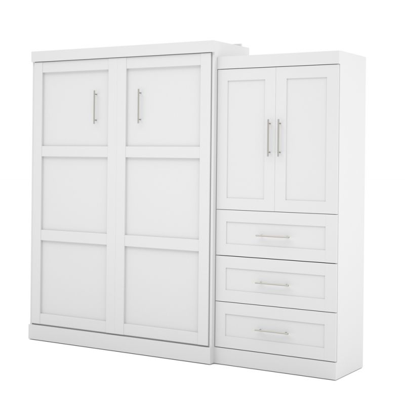 Bestar - Pur Queen Murphy Bed and Storage Cabinet with Drawers (101W) in White - 26887-17