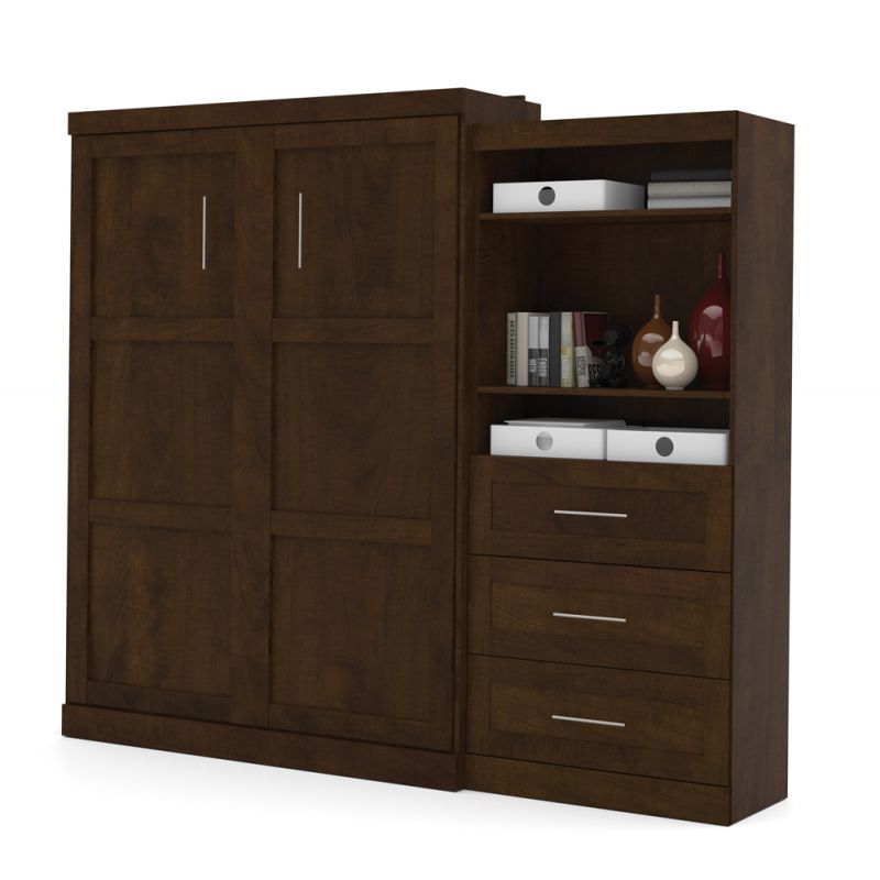 Bestar - Pur Queen Murphy Bed and Storage Unit with Drawers (101W) in Chocolate - 26881-69