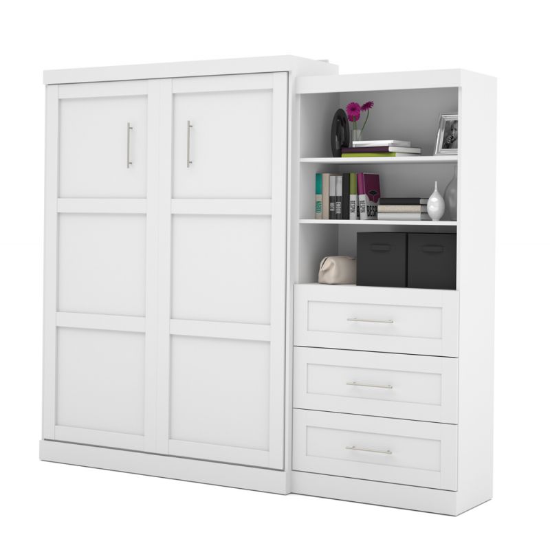 Bestar - Pur Queen Murphy Bed and Storage Unit with Drawers (101W) in White - 26881-17