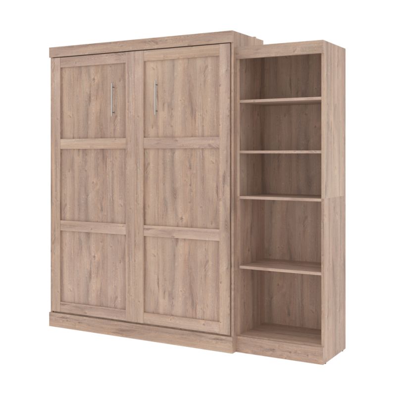 Bestar - Pur Queen Murphy Bed with Storage Unit (90W) in Rustic Brown - 26888-000009